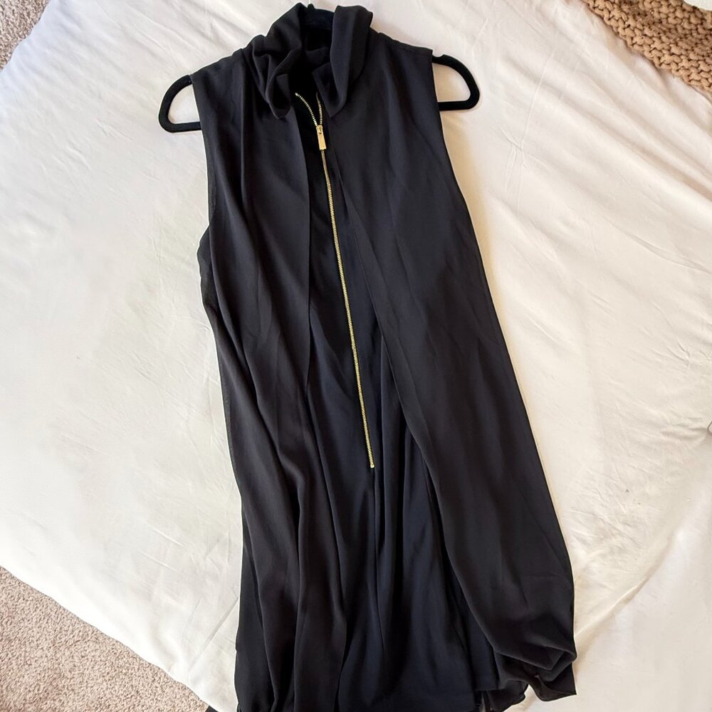 Mock Neck Chiffon Trapeze Dress - Picture 6 of 11